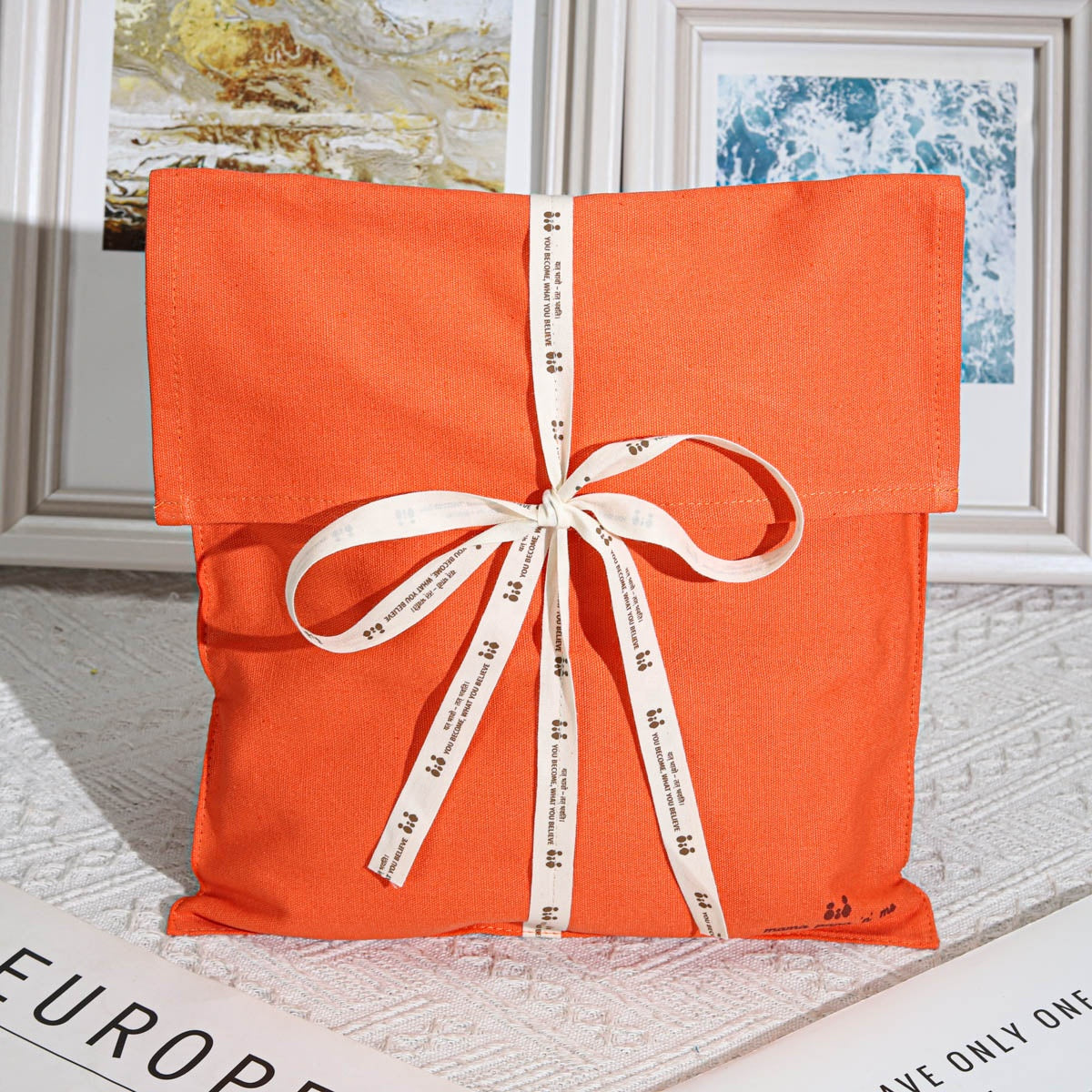 30*40Cm Canvas Dust Envelope Bag Custom Logo Printed Gift Clothes Hair Bundle Clothing Handbag Packing Muslin Envelope Pouch