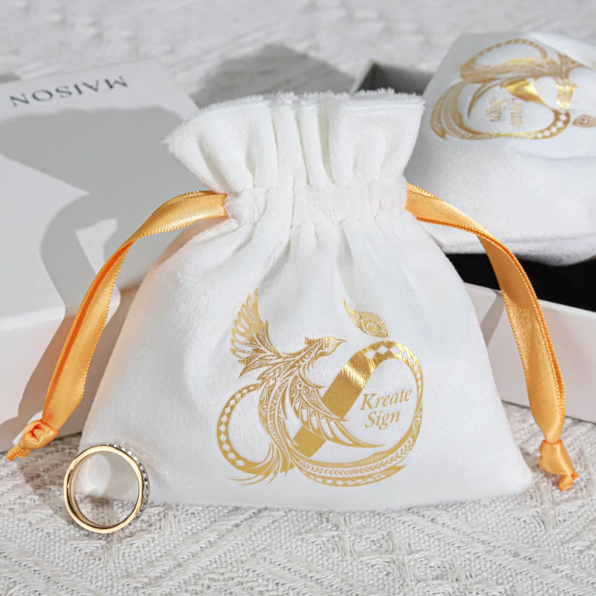 8*10Cm Small Jewelry Storage Velvet Drawstring Bag Custom Logo Printed Soft Ring Necklace Earring Packing Velvet Jewelry Pouch