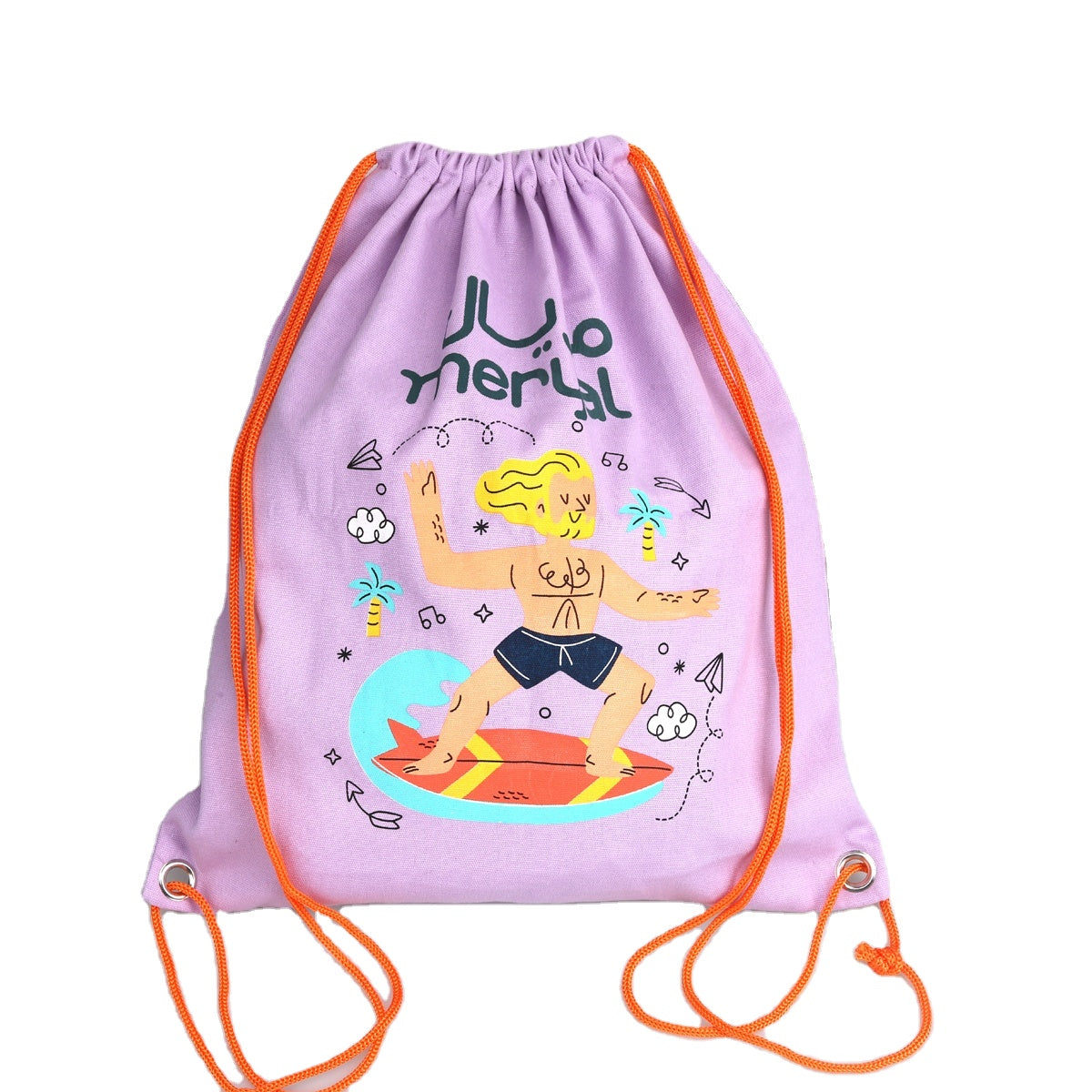 Colorful Printing Canvas Backpack Promotion Eco-Friendly Cotton Canvas String Bag Recyclable Canvas Drawstring Bag
