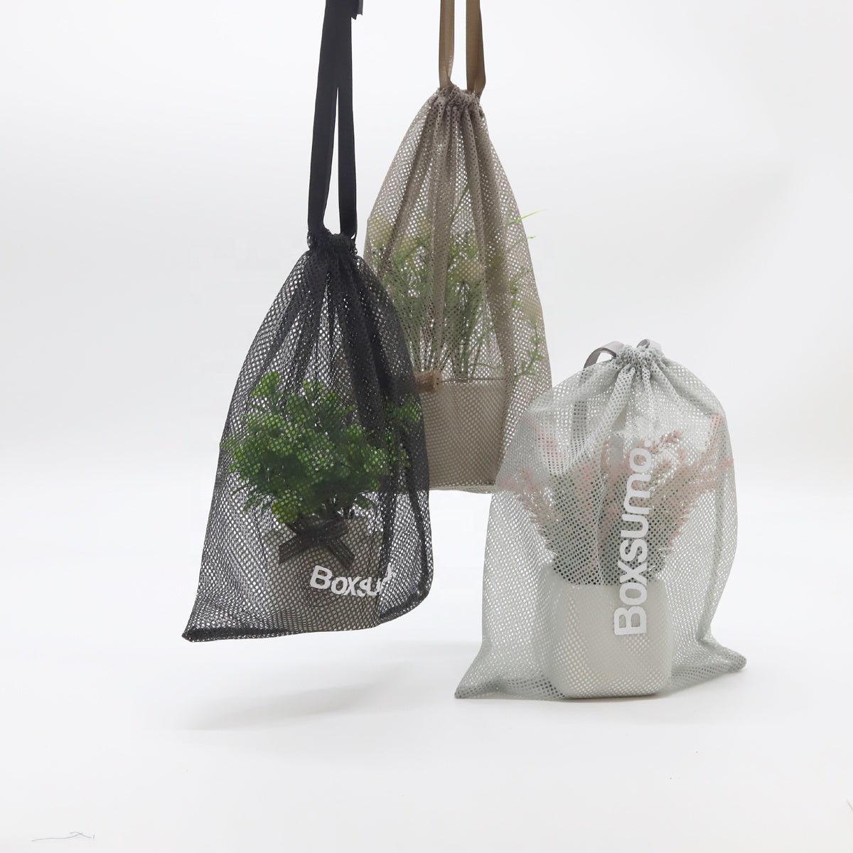 Gray Black Brown Nylon Mesh Drawstring Bag Cosmetic Pouch Soap Packaging Saver Mesh Gift Bag