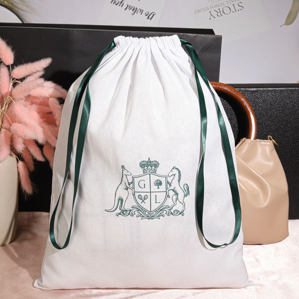 Eco Friendly Large White Cotton Shoe Underwear Clothing Storage Bag Double Drawstring Muslin Gift Packing Cotton Dust Bag