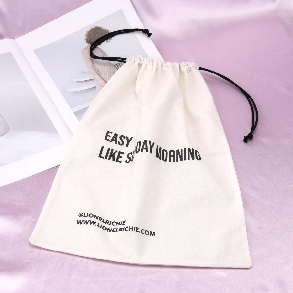 Promotion Cotton Linen Drawstring Bag for Shopping Custom Logo Printed Clothes Hat Storage Muslin Cotton Dust Pouch