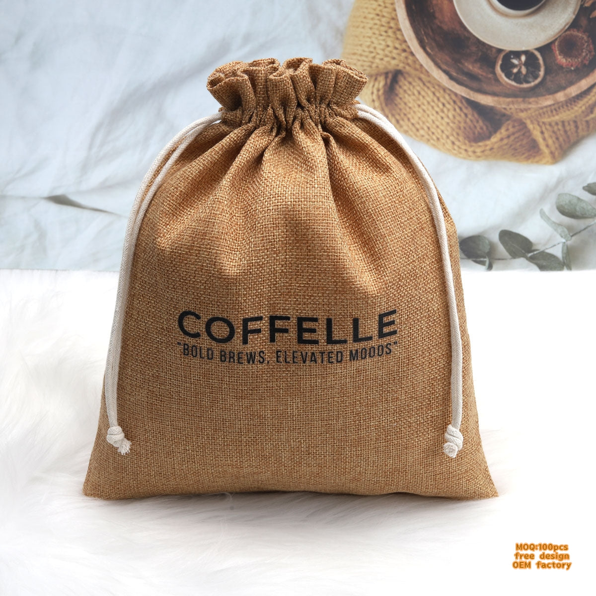 New Design Promotion Custom Logo Printing Jute Burlap Tote Shopping Bag with Cotton Handle Large Capacity Recyclable Handbag