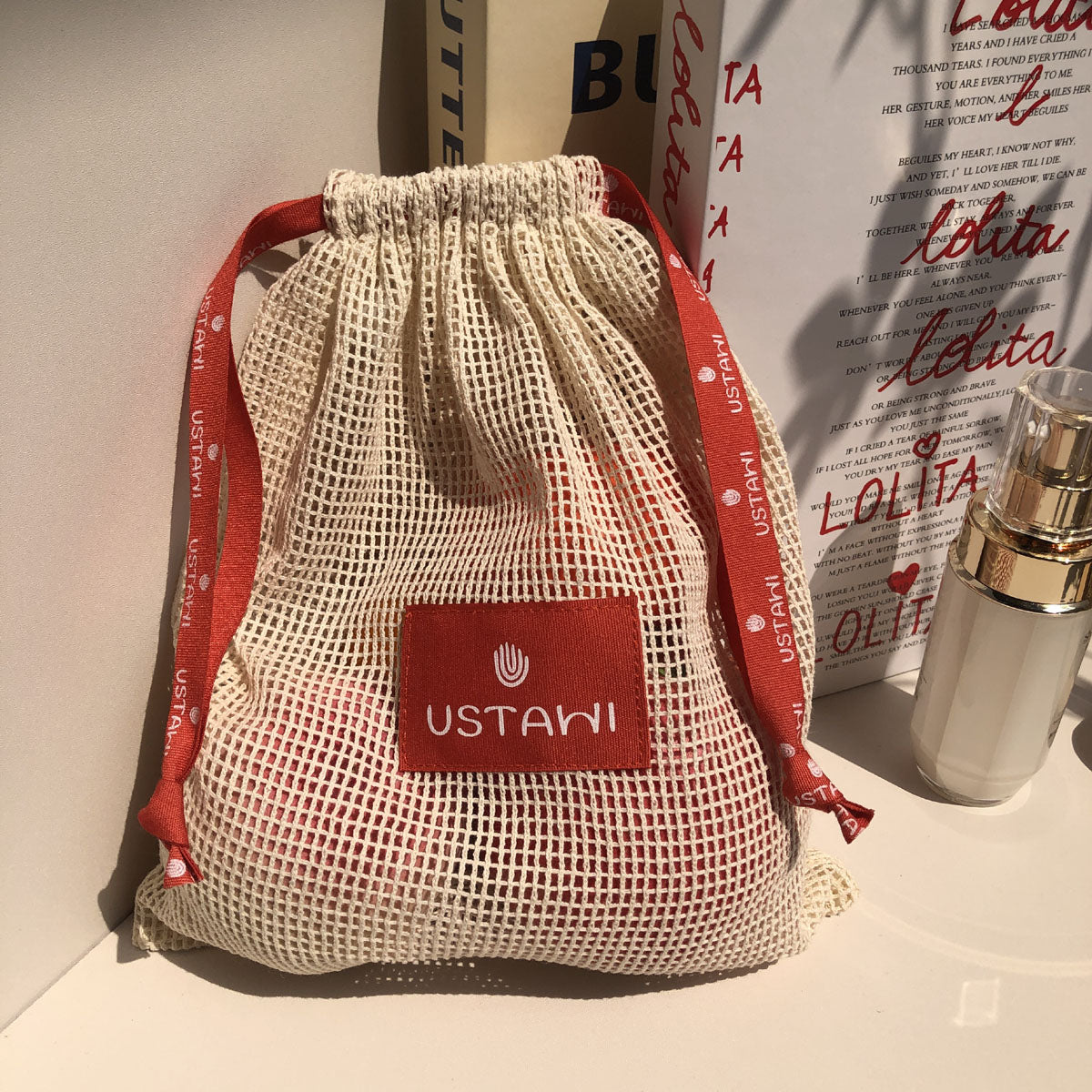 Ellipse Cotton Mesh Satin Lining Drawstring Soap Packing Bag Custom Logo Printed Cosmetic Perfume Storage Mesh Bags