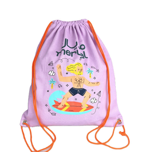 Colorful Printing Canvas Backpack Promotion Eco-Friendly Cotton Canvas String Bag Recyclable Canvas Drawstring Bag