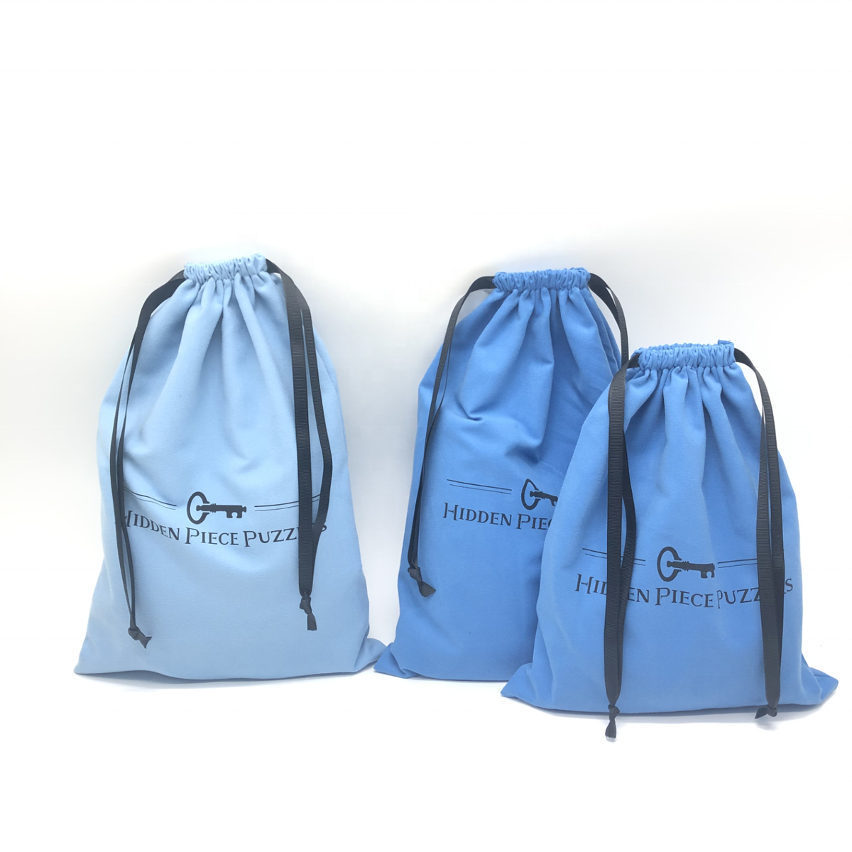 Custom Black Logo Suede Drawstring Microfiber Clothes Hat Packaging Storage Bag