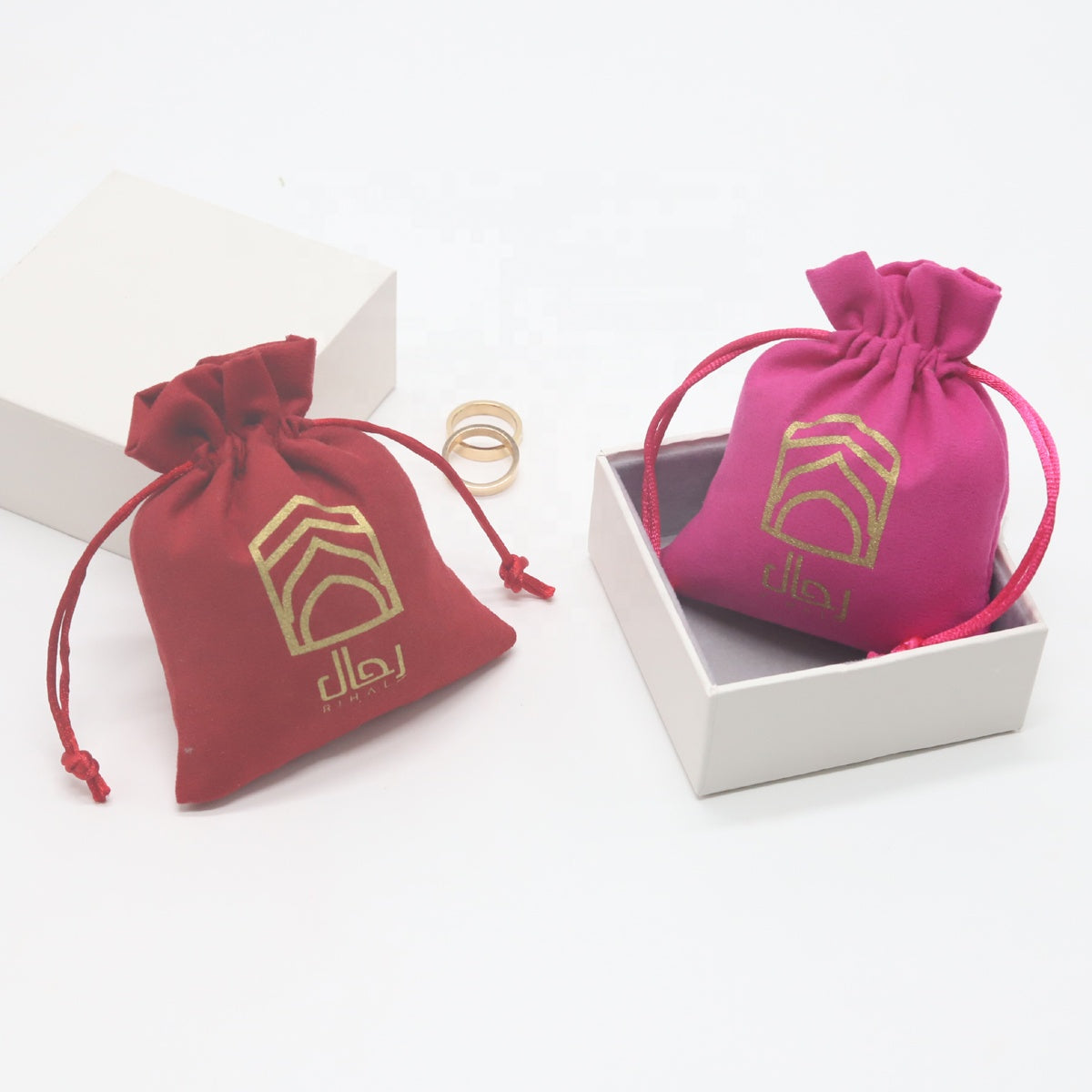 Custom Gold Logo Jewelry Suede Bag Mini Microfiber Jewelry Gift Pouch