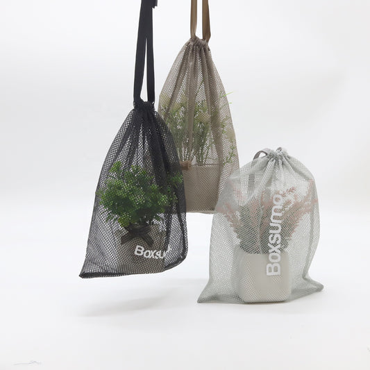 Gray Black Brown Nylon Mesh Drawstring Bag Cosmetic Pouch Soap Packaging Saver Mesh Gift Bag