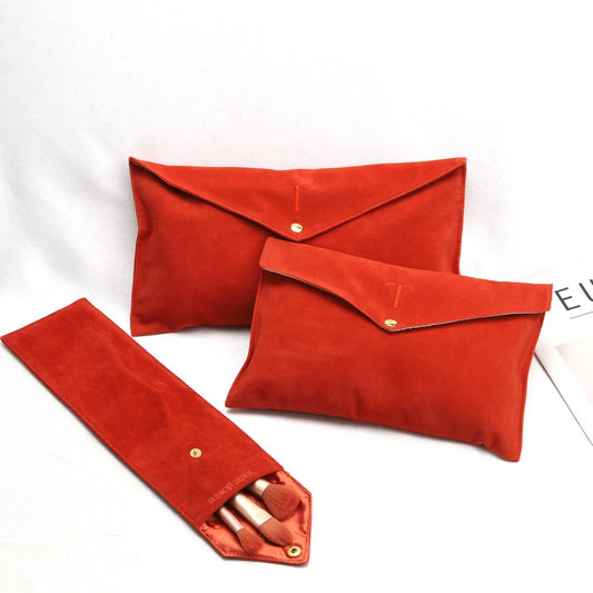 Custom Printed logo Satin Lined Velvet Envelope Pouch Fashion Clothing Packaging Super Soft Thick Suede Gift Dust Envelope Bag