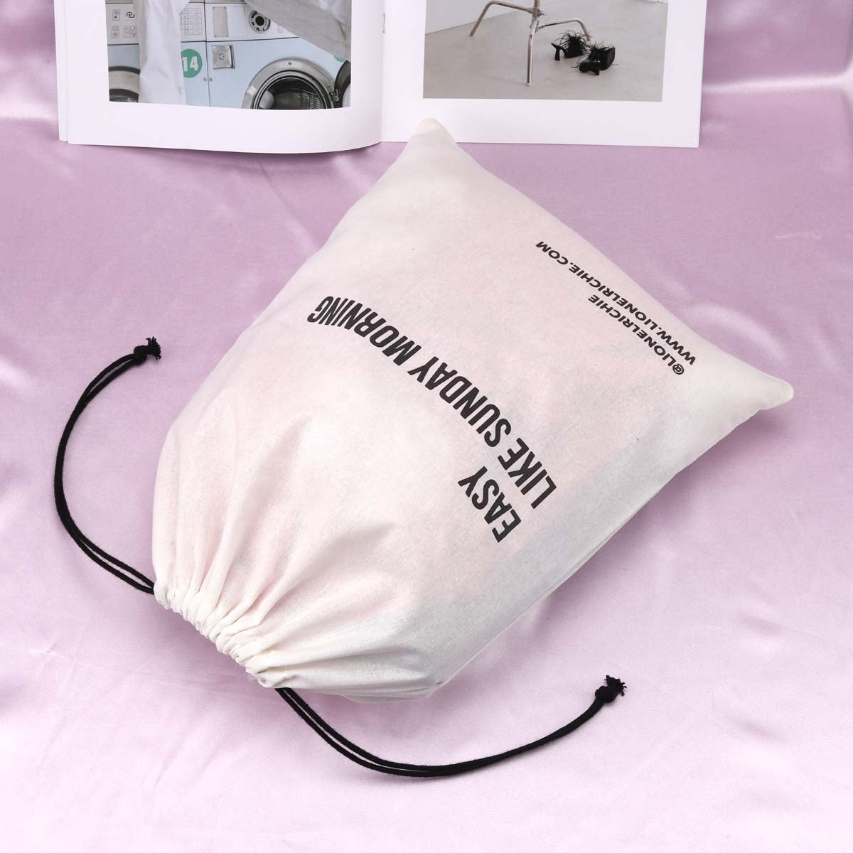 Promotion Cotton Linen Drawstring Bag for Shopping Custom Logo Printed Clothes Hat Storage Muslin Cotton Dust Pouch