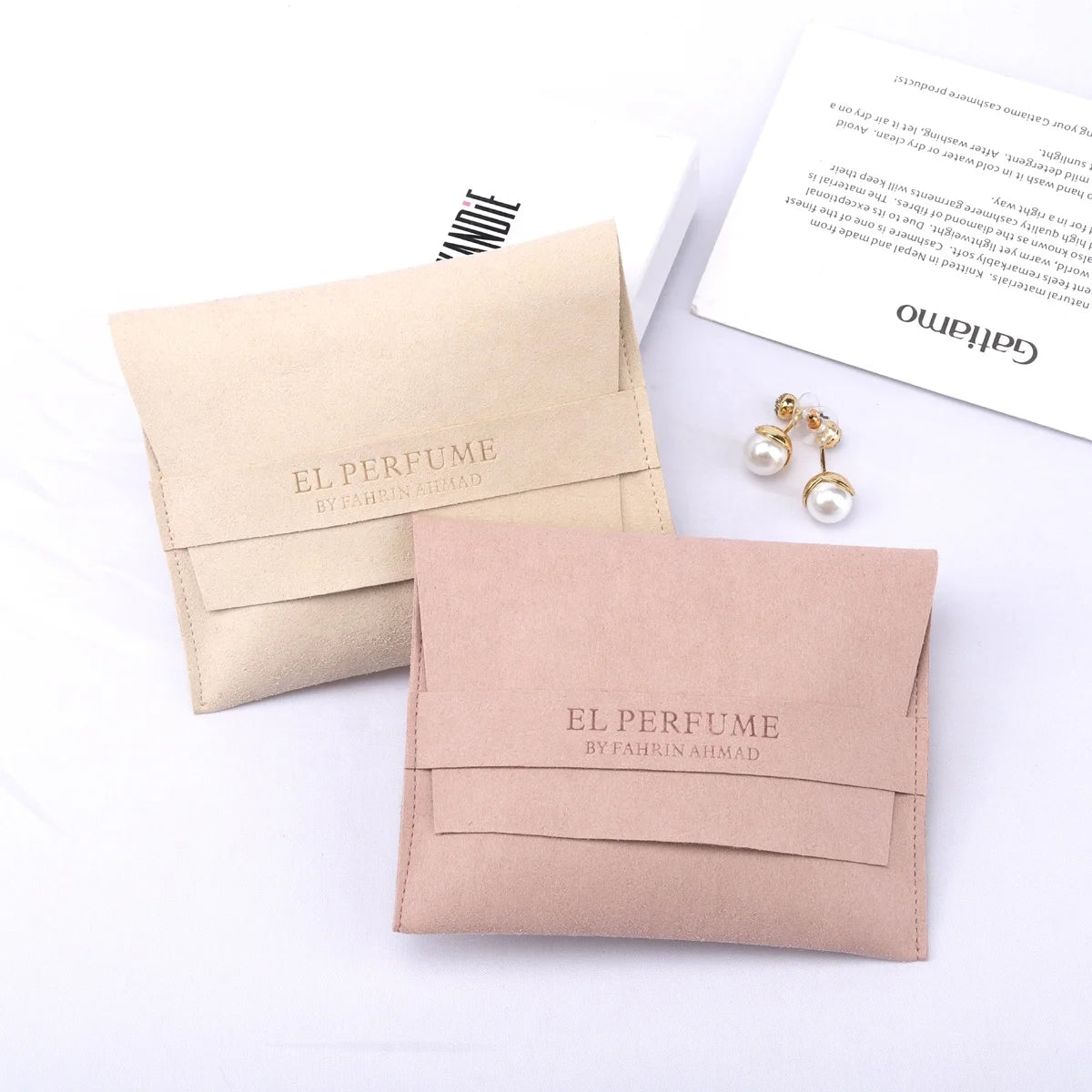 Jiaxinda Luxury Custom Emboss Jewelry Pouch Packaging Microfiber Flap Envelope Necklace Bracelet Jewelry Bag