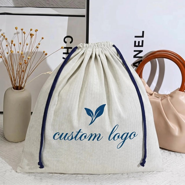 Custom Logo Printed Herringbone Fabric Perfume Handbag Dust Bag