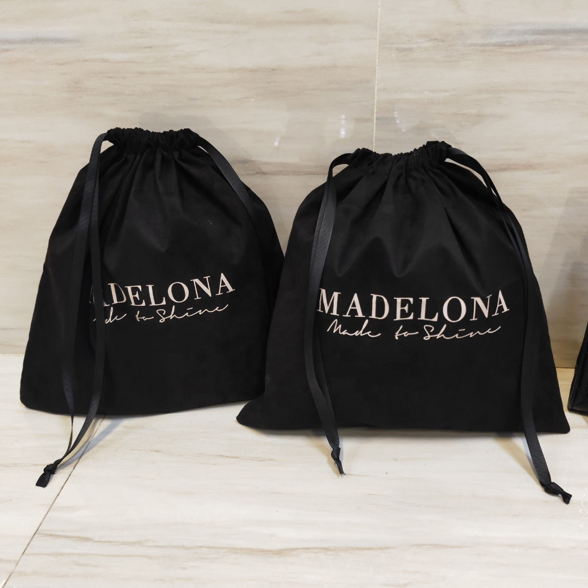 High End Custom Logo Design Black Suede Dust Bag