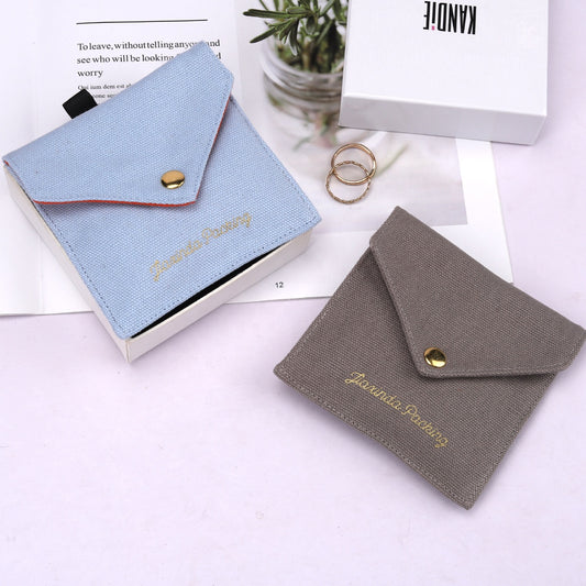 High Quality 12Oz Canvas Envelope Packaging Bag for Comb Mirror Custom Logo Canvas Cotton Jewelry Dust Pouch Envelope
