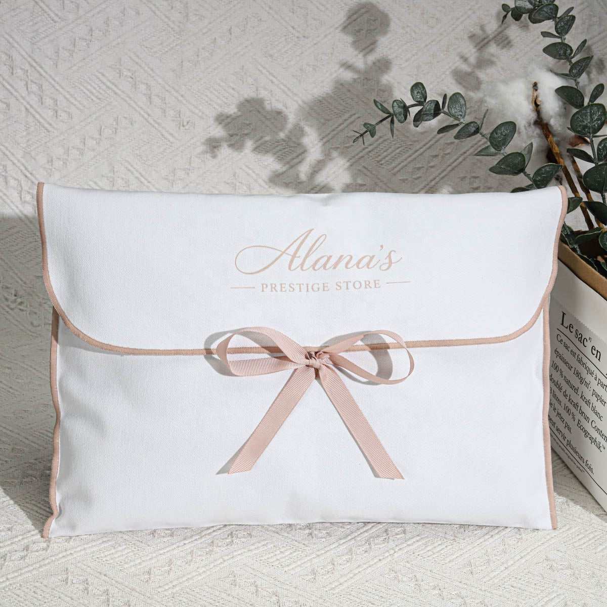 High Quality Cotton Twill Cosmetic Brush Handbag Dust Pouch Custom Logo Printed Envelope Cotton Gift Clothes Hair Extension Bag