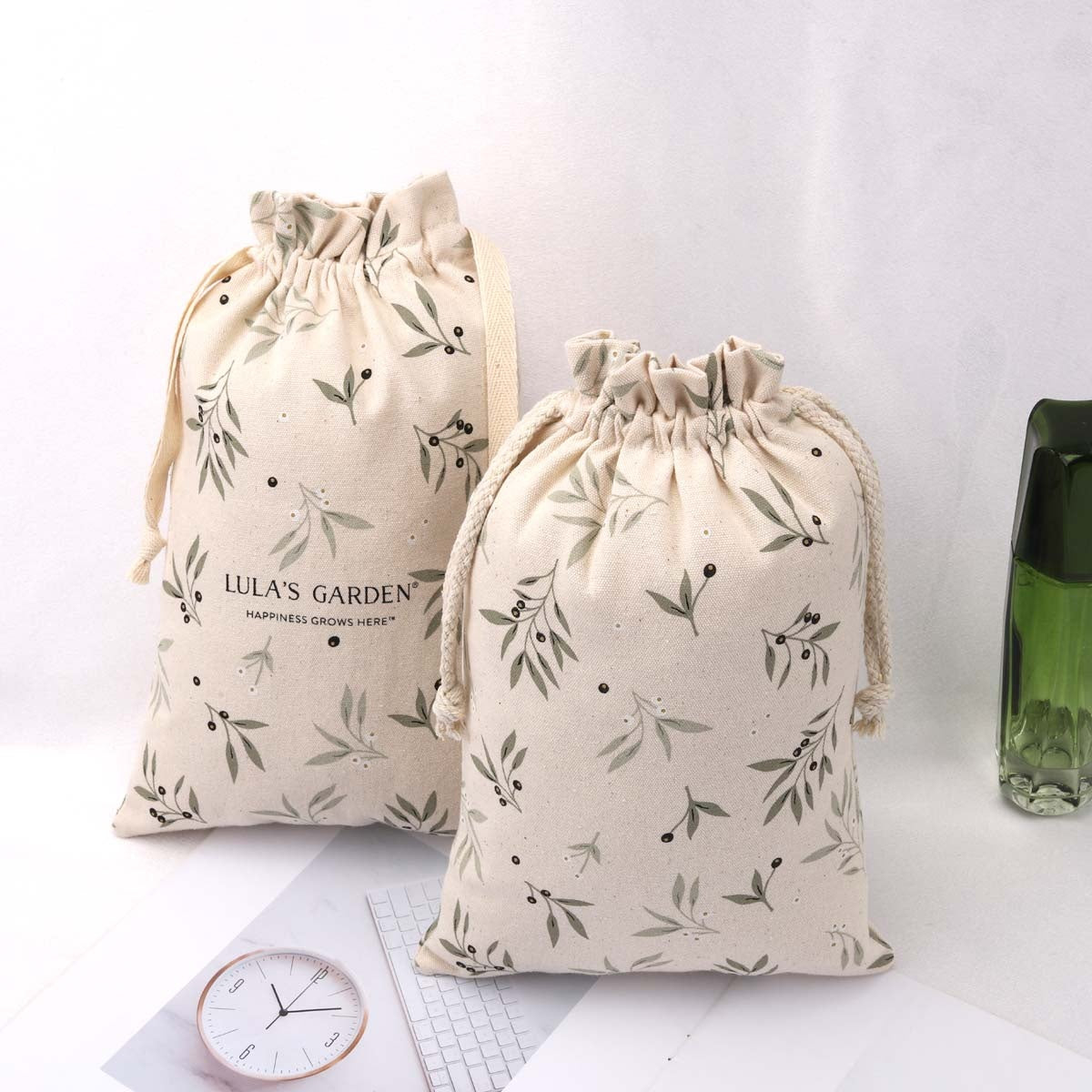 Hot Sale Full Hot Stamping 8 OZ Canvas Envelope Jewelry Comb Package Bag Custom Logo Printed Flap Canvas Dust Pouch