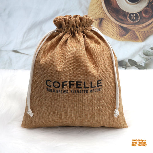 New Design Promotion Custom Logo Printing Jute Burlap Tote Shopping Bag with Cotton Handle Large Capacity Recyclable Handbag